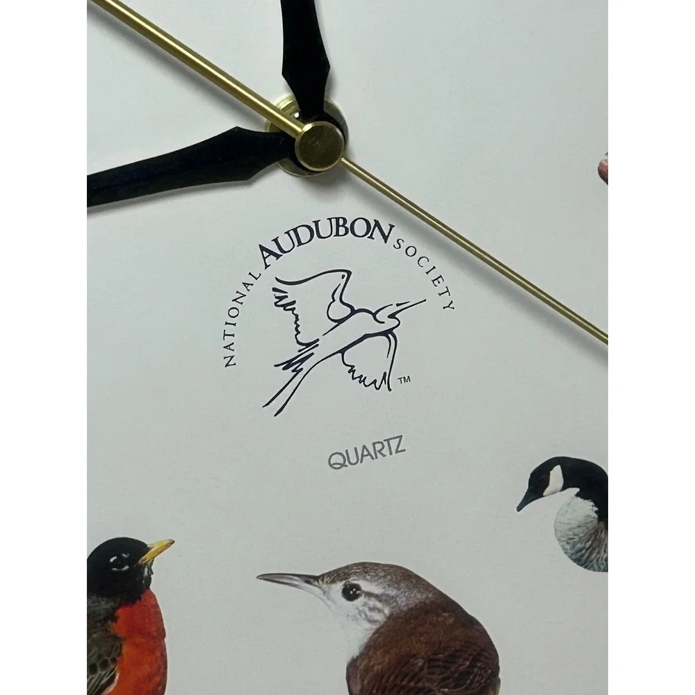 National Audubon Society Singing Bird Wall Clock Wood Frame Quartz SW5 13 Inch